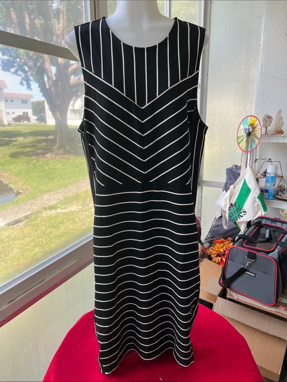 BOLD elements Black and White Striped Bodycon Dress NWOT